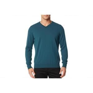 Jos. A. Bank Men's Traveler M Teal V-Neck Merino Wool Sweater Washable Cozy